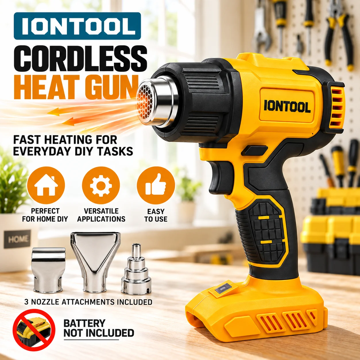 مسدس حراري لاسلكي أصفر من IONT - مراجعة Cordless Heat Gun For Shrink Tubing وسعره